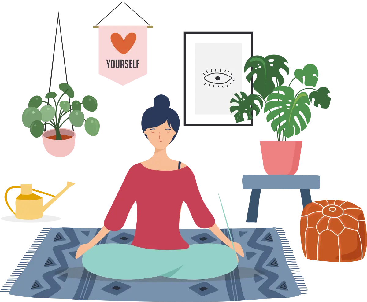 Frau im Schneidersitz